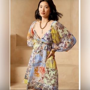 Ramie Twist-Front Mini Dress size L